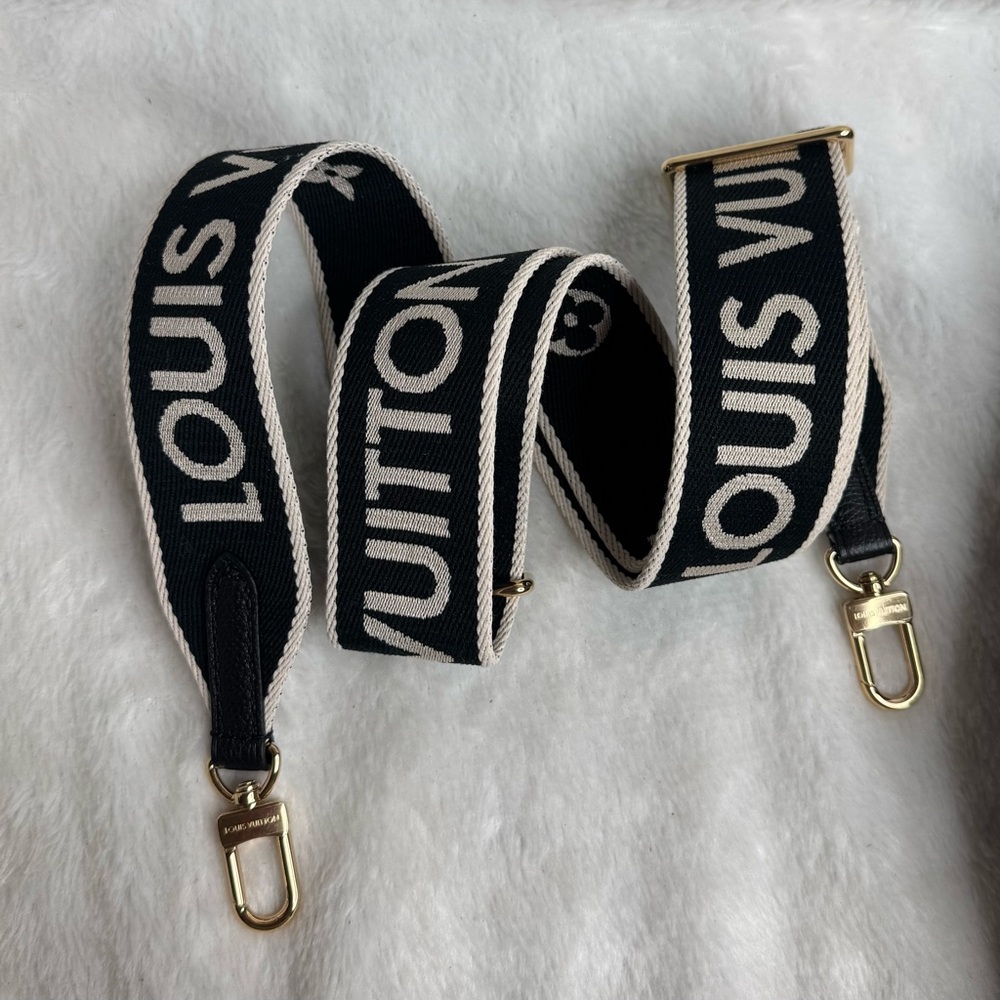 Louis Vuitton Monogram Black and Cream Strap Nylon Guitar
